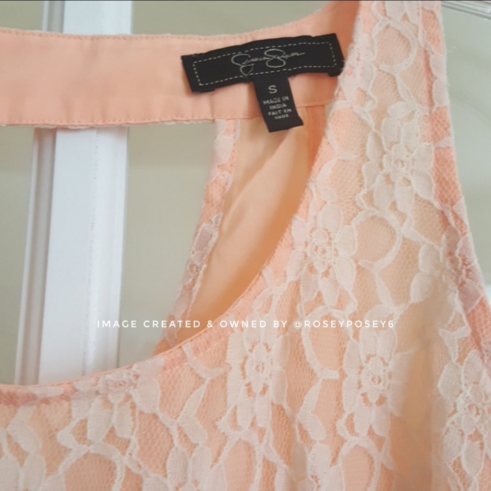 Jessica Simpson Peach/Pink Lace Pleated Tank Spring Summer Dress NWOT - Picture 3 of 7